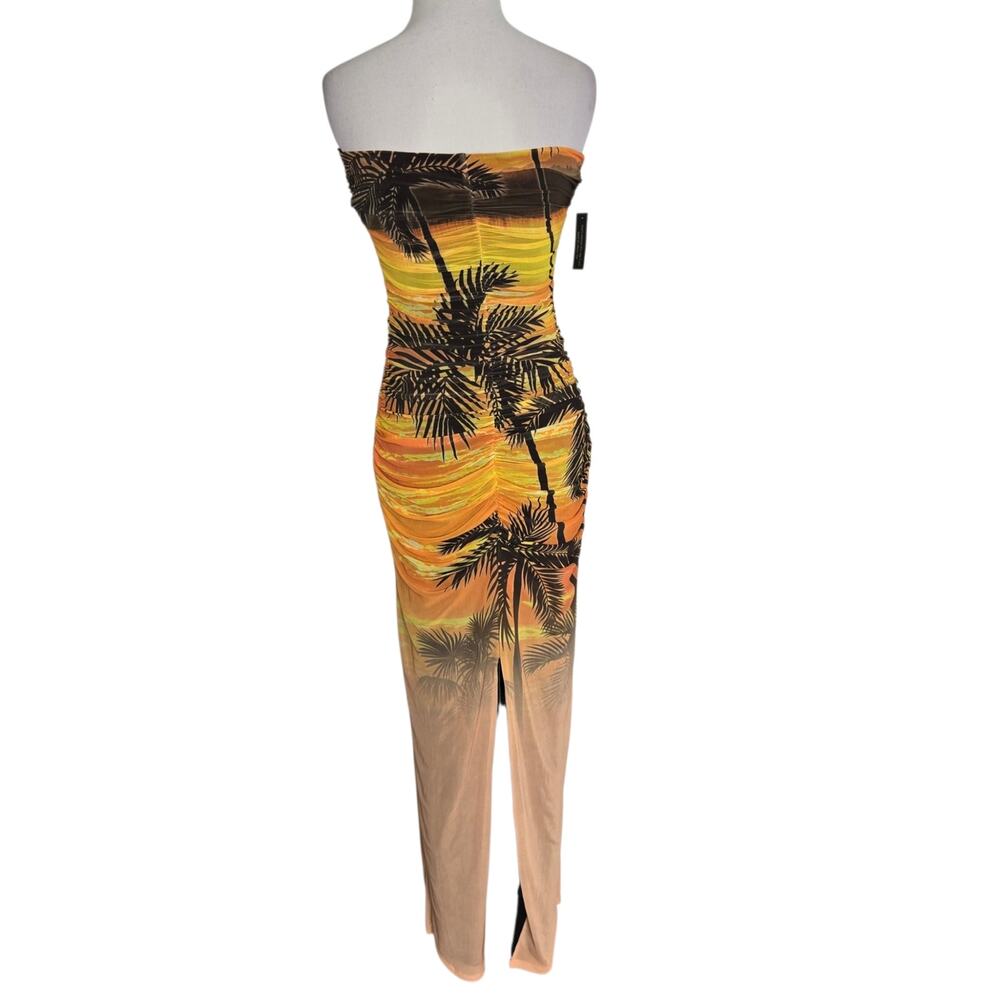 NWT AFRM Marlo Sunrise Tube Dress Strapless Mesh Miami Tropical Women Medium - Picture 4 of 11